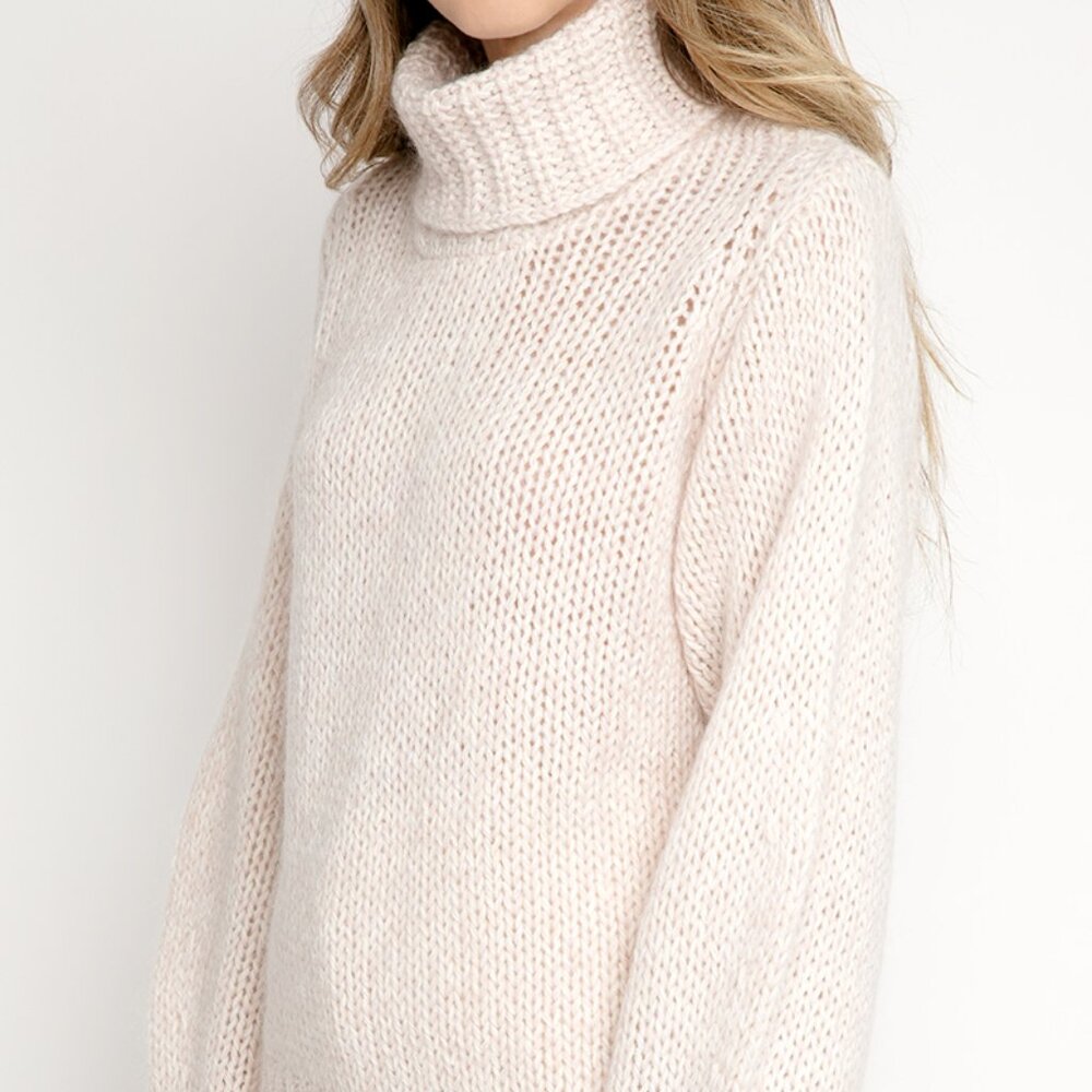 FORTE FORTE Mouliné Mohair Turtleneck Sweater in Blush - Picture 3 of 9